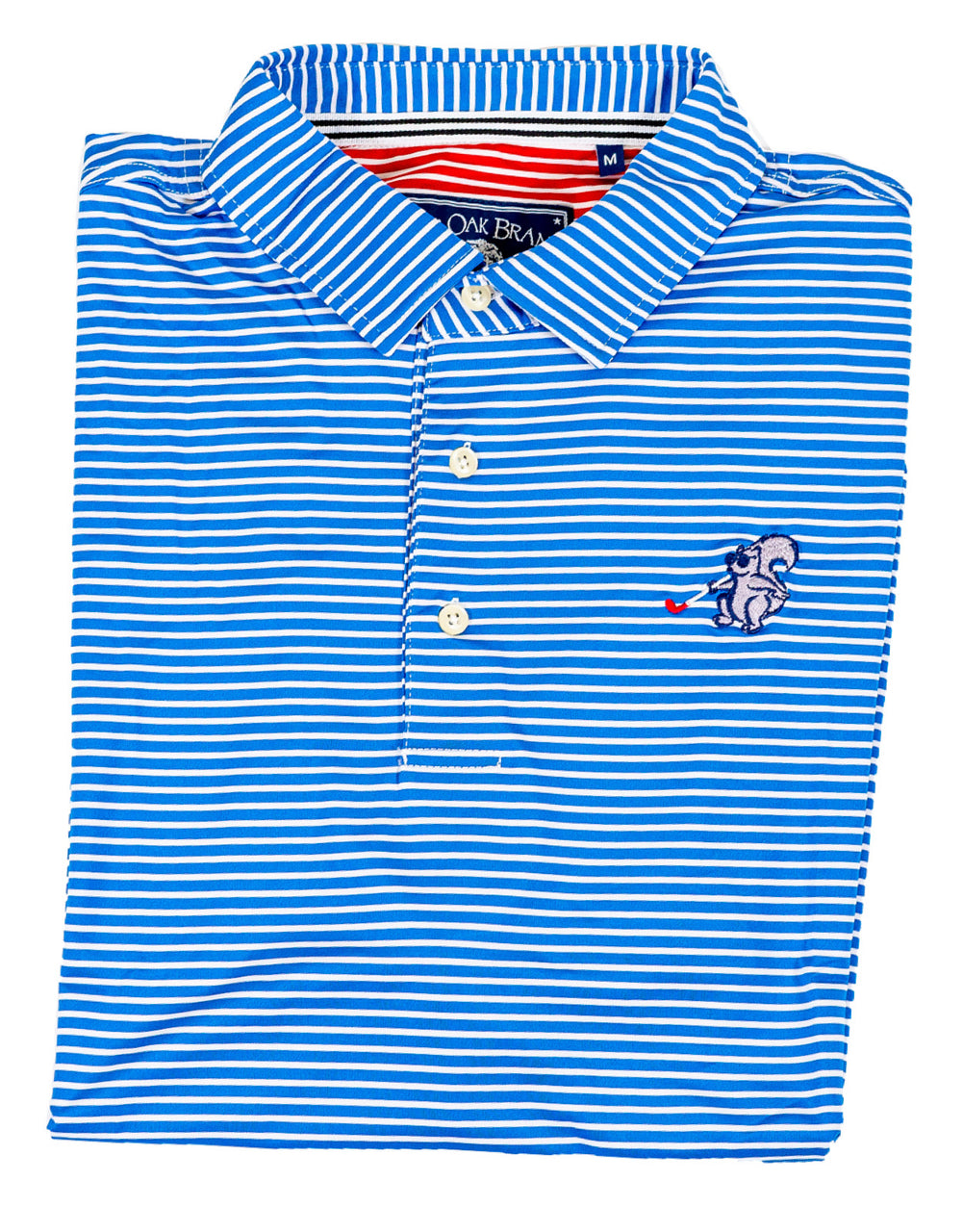 BLIND SQUIRREL STRIPED PERFORMANCE POLO, ROYAL