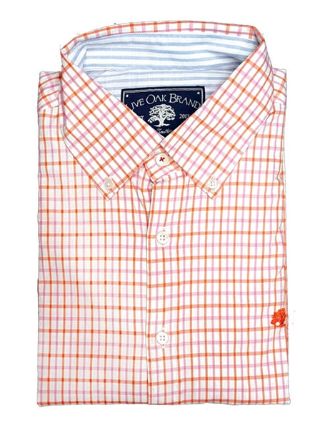 ORANGE & PINK TATTERSALL SPORT SHIRT