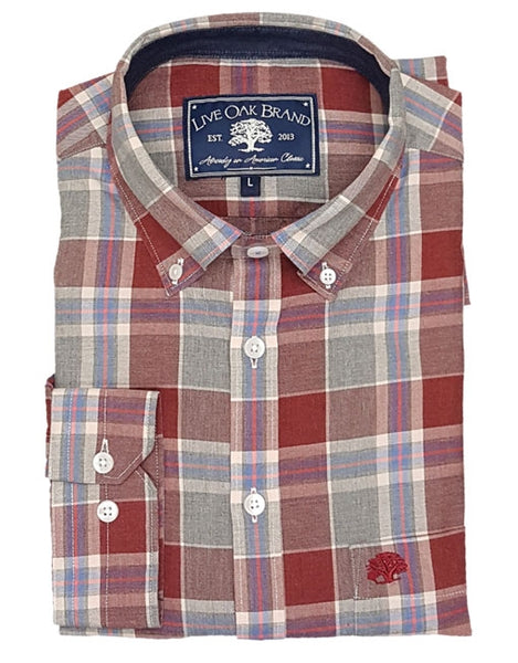 OZARK RED BRUSHED COTTON BUTTON DOWN