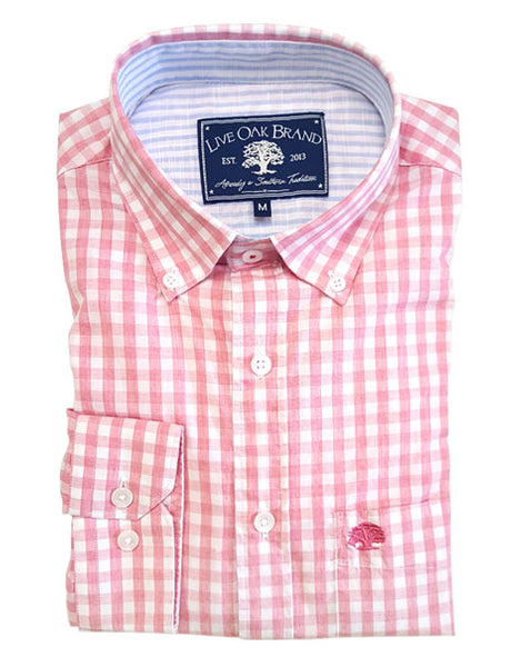 PINK MELANGE GINGHAM SPORT SHIRT