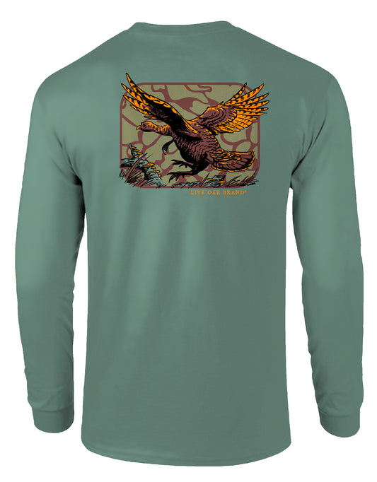 LIVE OAK BRAND CAMO TURKEY, ADULT LS LIGHT GREEN