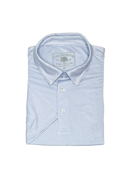 MEN'S STRIPED SS PERFORMANCE POLO, BEL AIR BLUE