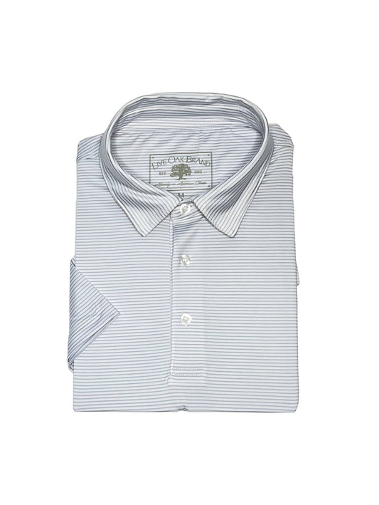 MEN'S STRIPED SS PERFORMANCE POLO, BLUE FOG