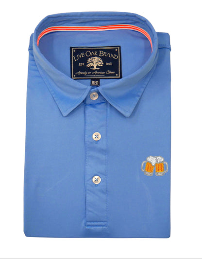 BEER MUGS PERFORMANCE POLO, CAROLINA BLUE