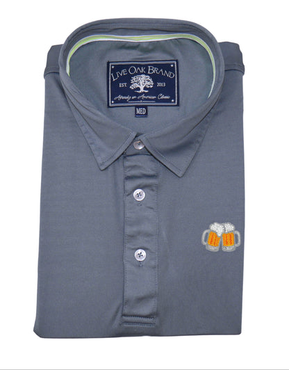 BEER MUGS PERFORMANCE POLO, SLATE