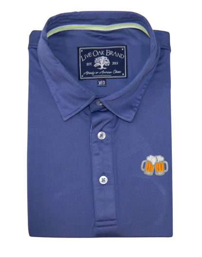 BEER MUGS PERFORMANCE POLO, NEWPORT BLUE