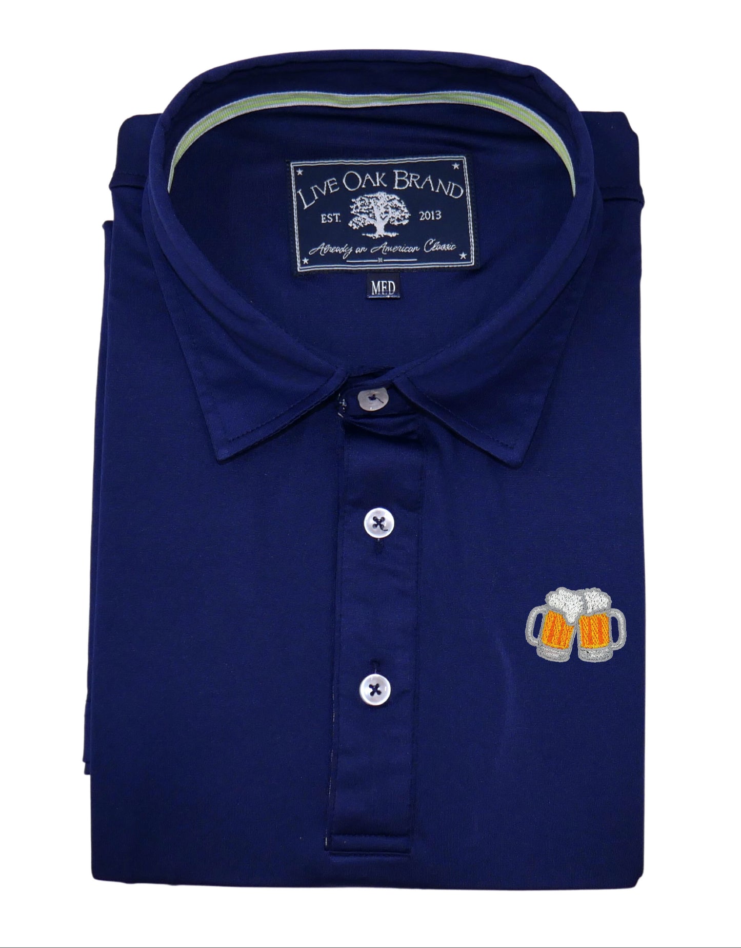 BEER MUGS PERFORMANCE POLO, TRUE NAVY