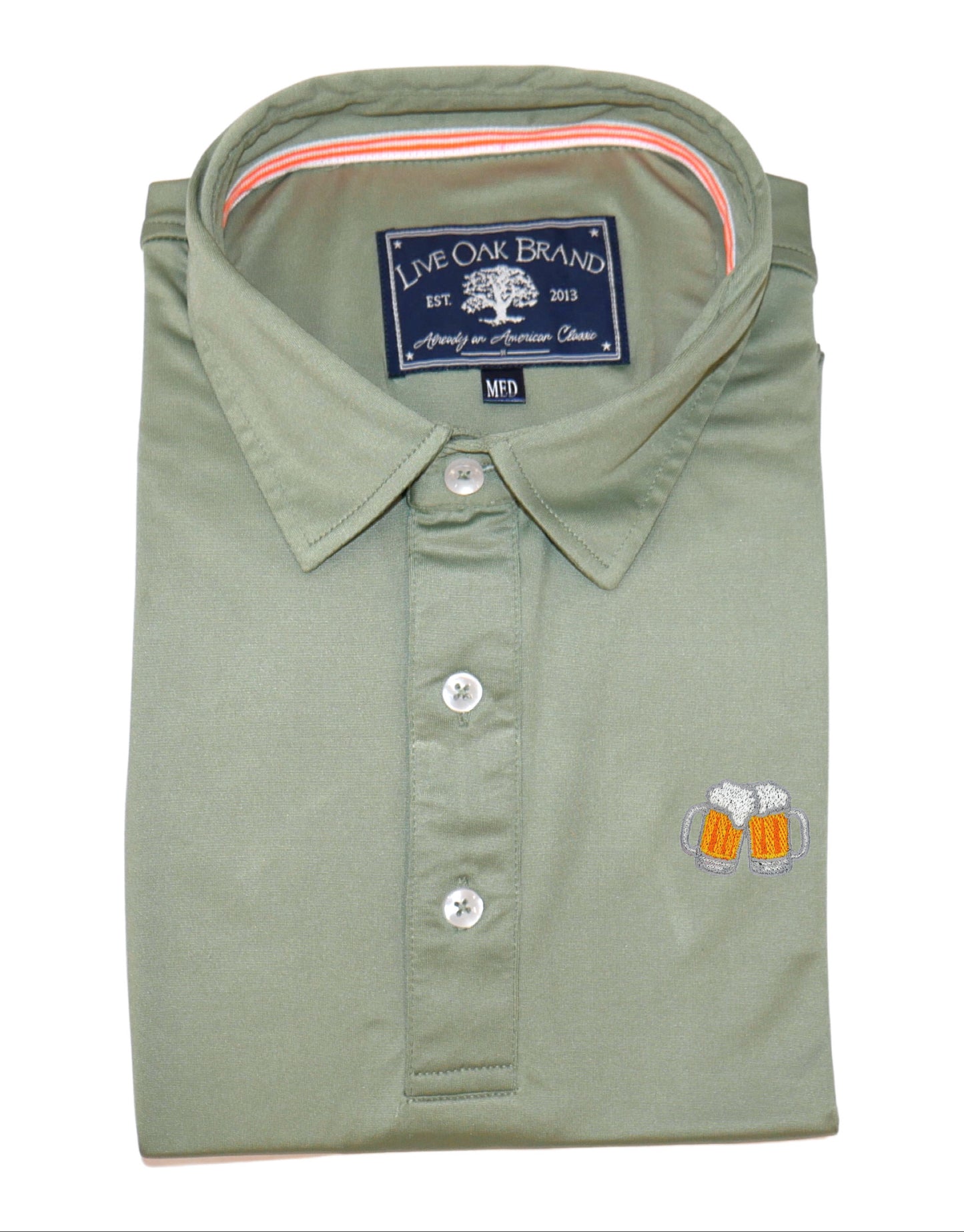 BEER MUGS PERFORMANCE POLO, OLIVE