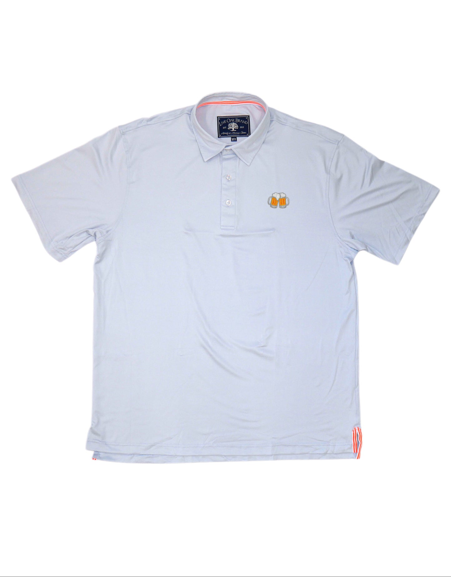 BEER MUGS PERFORMANCE POLO, GLACIER GREY/P. BLUE