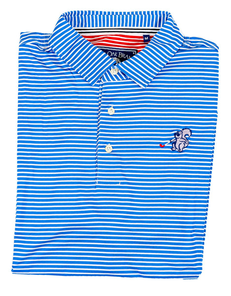 BLIND SQUIRREL STRIPED PERFORMANCE POLO, ROYAL