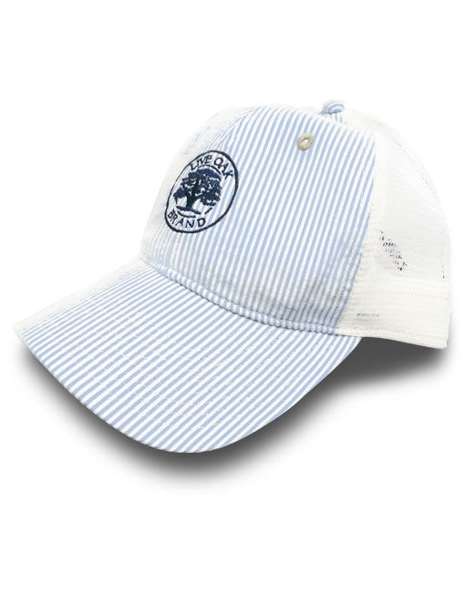 BLUE SEERSUCKER MESH BACK LOGO HAT