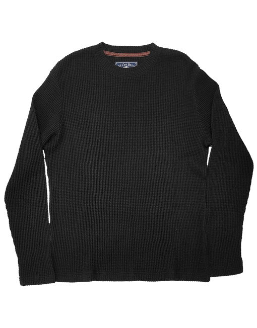 BLACK WAFFLE SWEATER